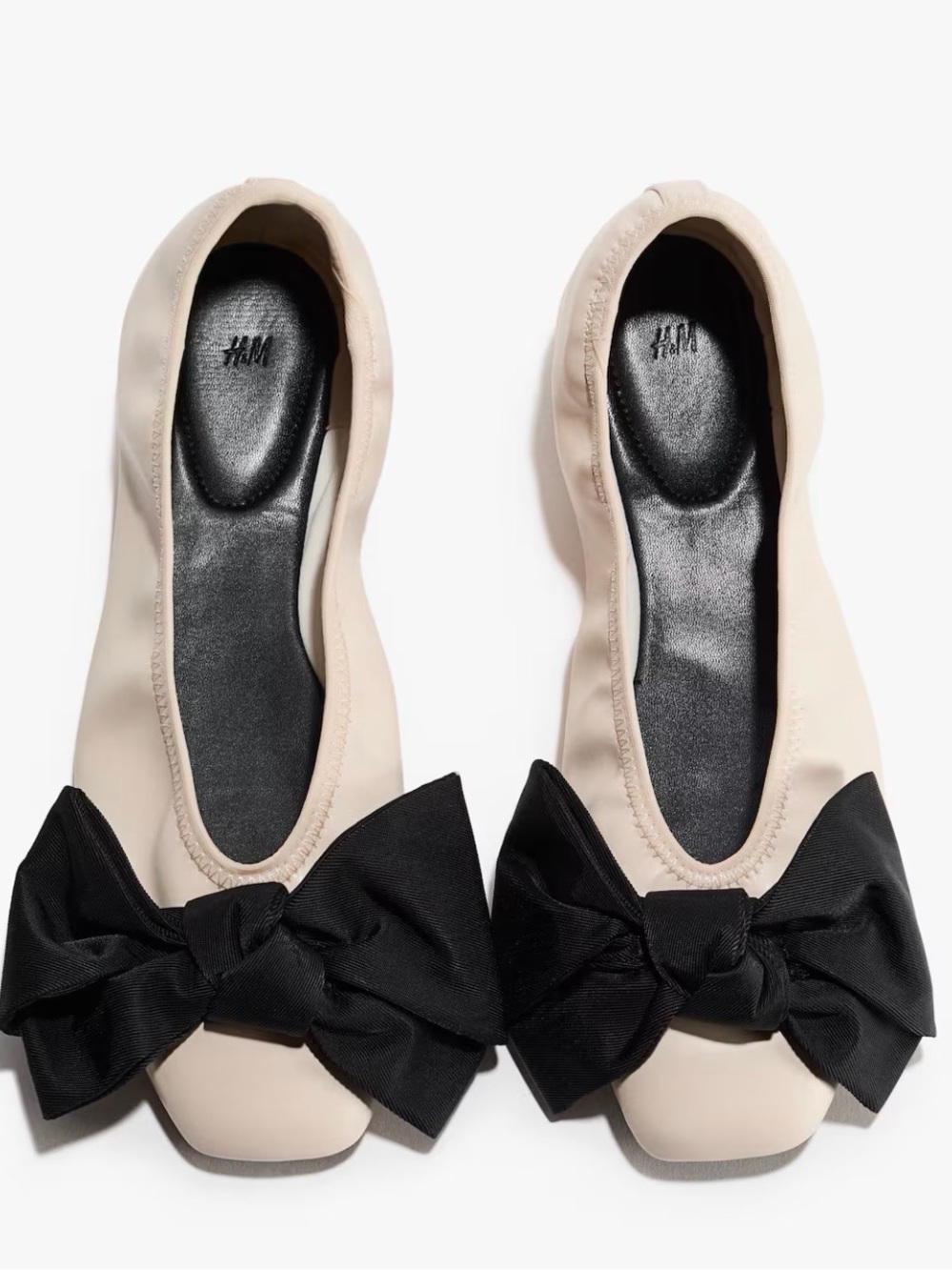 H&M Beige / Black / Bow Ballet Flats Size 42 US 11